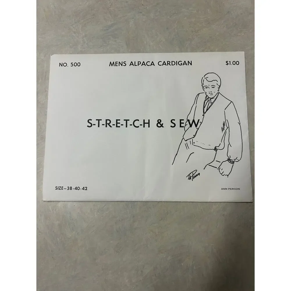Vintage 1960's‎ Stretch and Sew Pattern #500 Men's Alpaca Cardigan